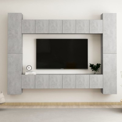 vidaXL Set de dulapuri TV, 10 piese, gri beton, PAL foto