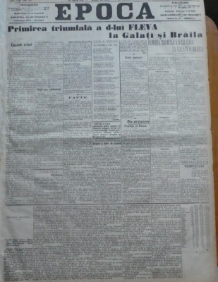 Ziarul Epoca, 19 Octombrie1899; Domnul Fleva la Galati si Braila foto