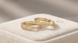 Cercei Creole din Argint 925 Placat cu Aur ,Twisted Infinity cu Zirconiu