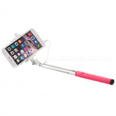 Selfie Stick monopod cu buton shutter si mini jack pink foto
