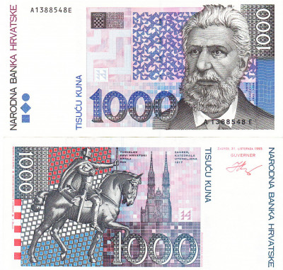 Croatia 1 000 Kuna 1993 P-35 UNC foto