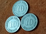 10 pfennig 1900 D + F + J [poze]. Discount conform descriere 9[10 - 20 %. Vezi descrierea.]., Europa, Nichel