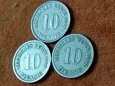 10 pfennig 1900 D + F + J [poze]. Discount conform descriere 9[10 - 20 %. Vezi descrierea.]. foto
