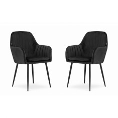Set 2 scaune bucatarie/living, Artool, Lugo, catifea, metal, negru, 57.5x56.5x86.5 cm