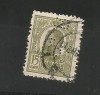 No(08)timbre-Romania 1908-L.P.66- Carol I gravate -perfin B.R.-15 bani, Stampilat