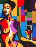 Vision Cubana - Pictura erotic pop art, tempera pe carton special, arta erotica 27 x 35 cm, certificat de autenticitate