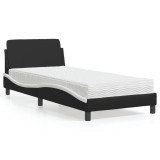 VidaXL Pat cu saltea, negru și alb, 90x200 cm, piele ecologică 3208342