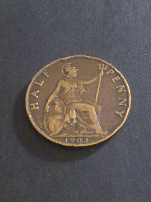 Half penny 1903 UK, stare EF/EF+ (poze) foto