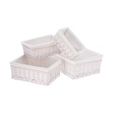 Cumpara ieftin Set 4 cosuri depozitare lemn rachita textil alb 25 x 15 x 10 cm, 30 x 21 x 12 cm, 35 x 25,5 x 14 cm, 39,5 x 31 x 16 cm