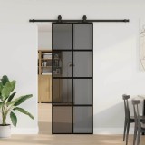 Ușă glisantă cu set feronerie neagră 76x205cm sticlă securizată