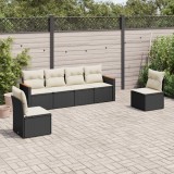VidaXL Set mobilier de grădină cu perne, 6 piese, negru, poliratan