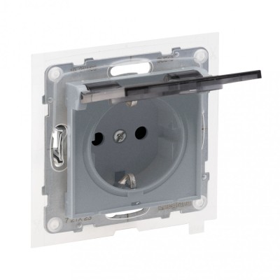 Priza schuko simpla cu capac 2P+T IP44 Legrand Suno aluminiu 721323 foto
