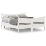 Cumpara ieftin Cadru de pat fara saltea, alb, 140x190 cm, lemn masiv de pin