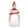 Recipient pentru Biscuiți, Model Crăciun, Capac Ceramic cu Figurină Gnome, Transparent, Diametru 11 cm, &Icirc;nălțime 25.5 cm, Oem
