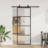 Ușă glisantă cu set de feronerie neagră 76x205 cm Sticlă ESG