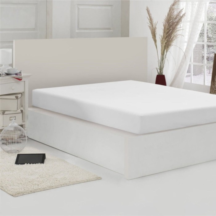 Husa saltea, Caressa Jersey, 90 x 200 cm, bumbac, alb