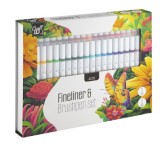 Set de markere GLOBOX 40 buc varf fineliner si carioca multicolor