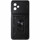 Husa tip capac spate TPU negru, inel si protectie camera, pentru Motorola Moto G54 Power, G64