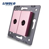 Cumpara ieftin Priza dubla TV Livolo roz, pentru montaj &icirc;ncastrat, design modern