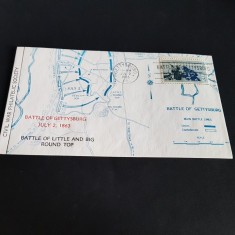 Plic Filatelic Istoric. Bătălia de la Gettysburg 1863 - Ștampilă Comemorativă 1963, Raritate pentru Colecționari!.FDC foto