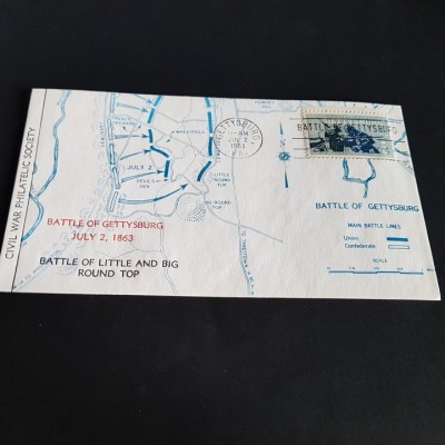 Plic Filatelic Istoric. Bătălia de la Gettysburg 1863 - Ștampilă Comemorativă 1963, Raritate pentru Colecționari!.FDC foto
