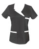 Halat Medical Pe Stil, Negru cu Elastan Cu Paspoal si Garnitură alba, Model Nicoleta - 4XL