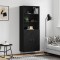 vidaXL Dulap &icirc;nalt, negru, 69,5x34x180 cm, lemn compozit