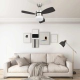 Ventilator tavan vidaXL cu iluminare LED si telecomanda, maro inchis, diametru 76cm, 3 viteze, functie timer