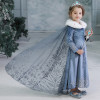 Rochie/rochita Elsa Frozen cu trena si blanita, 4-5 ani, 5-6 ani, 6-7 ani, Bleu