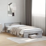 VidaXL Cadru de pat cu sertar gri sonoma 100x200 cm lemn prelucrat