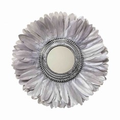 Oglinda decorativa de perete cu pene gri ARETTE GREY, 50-55 cm foto