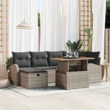 Cumpara ieftin Set de canapele pentru grădină cu pernă 7 pcs Gri Rattan poli