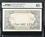 1000 lei Martie 1945 PMG65 unc bancnota gradata