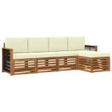 vidaXL Set de canapele de exterior cu pernă 5 pcs Natural și Crem 3384231