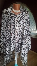 SAL SUPERB PRINT LEOPARD PASHMINA SI MATASE NATURALA 180/70 CM foto