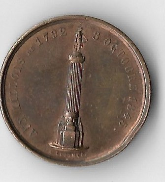 Medalie Hommage aux Lillois de 1792, 8 octobre 1845 - Franta, 25 mm, cupru