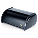 Cutie pentru paine din otel inoxidabil, neagra, cu capac rabatabil 36&times;23&times;14,5 cm