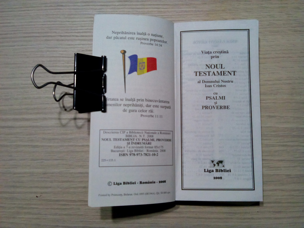 NOUL TESTAMENT cu Psalmi, Proverbe si Indrumari - Liga Bibliei, 2008, 704  p. | Okazii.ro