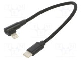 Cablu USB 2.0 GEMBIRD Apple Lightning și USB C 0,2m