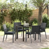 vidaXL Set de masă pentru grădină 5 pcs Negru Rattan poli