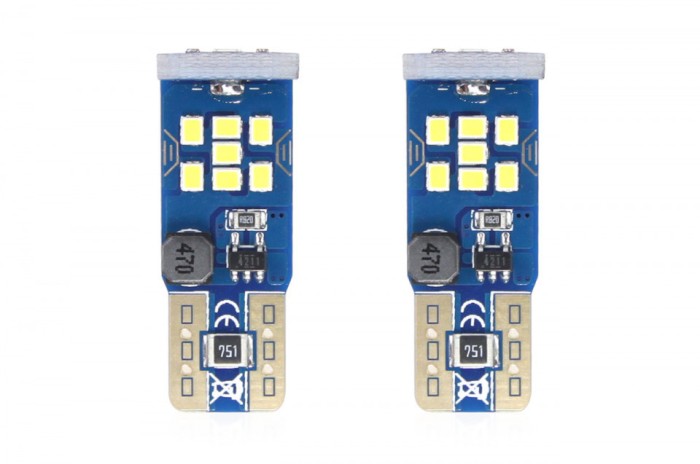 Set becuri auto cu LED CANBUS UltraBright compatibil T10 W5W 21 SMD Alb