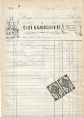 Factura negustor Ghita Caracudovits Turnu Magurele 28 octombrie 1877 foto