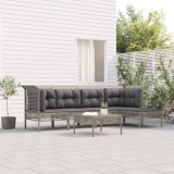 Cumpara ieftin Set mobilier de grădină cu perne, 6 piese, gri, poliratan
