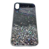 Husa de protectie pentru apple iphone xr luxury glitter stelute negru, Flippy