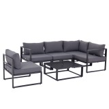 Outsunny set mobilier grădină 6 piese, canapele, colțar, masă auxiliară, aluminiu poliester, perne, pentru 4-5 Persoane | Aosom Romania