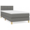 Pat box spring cu saltea, gri inchis, 80x200 cm, textil