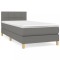 Pat box spring cu saltea, gri inchis, 80x200 cm, textil