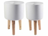 Cumpara ieftin Set 2 ghivece flori alb natur 28x42.5 cm, 24.5x41.5 cm