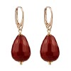 Cercei Argint 925 placat aur roz cu agat rubiniu fatetat Goccia, 4cm, Made in Italy