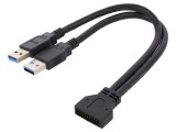 Cablu USB 3.0 19pin, 0,25m, 5Gbps, negru - DELOCK